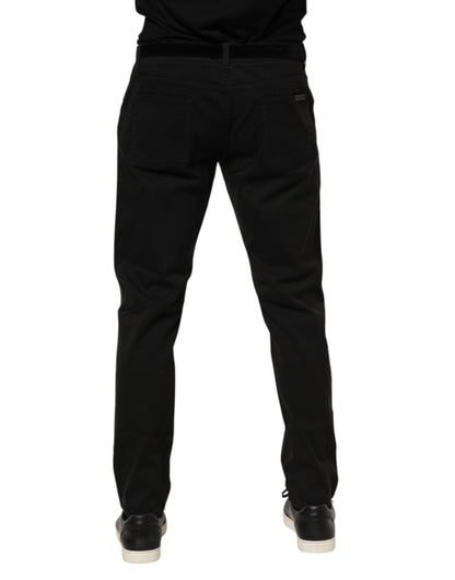 Dolce & Gabbana Black Cotton GOLD Skinny Denim Jeans