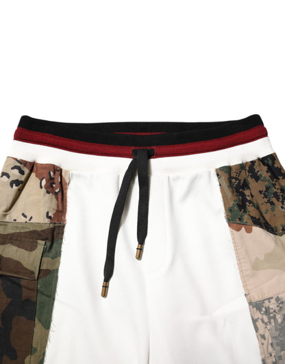 Dolce & Gabbana White Patchwork Mens Jogger Pants