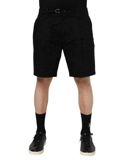 Dolce & Gabbana Black Cotton Knee Length Men Bermuda Shorts