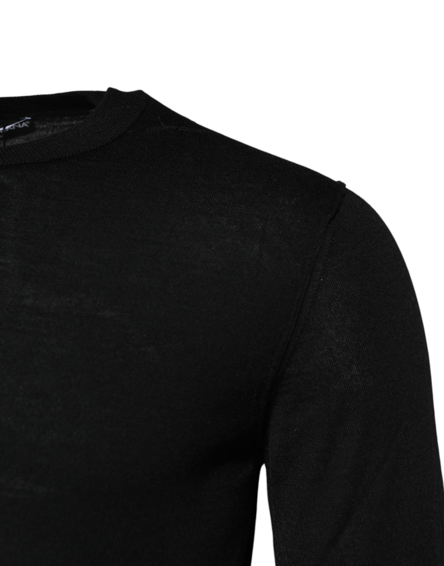 Dolce & Gabbana Black Cashmere Crew Neck Long Sleeves T-shirt