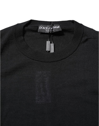 Dolce & Gabbana Black Cashmere Crew Neck Long Sleeves T-shirt