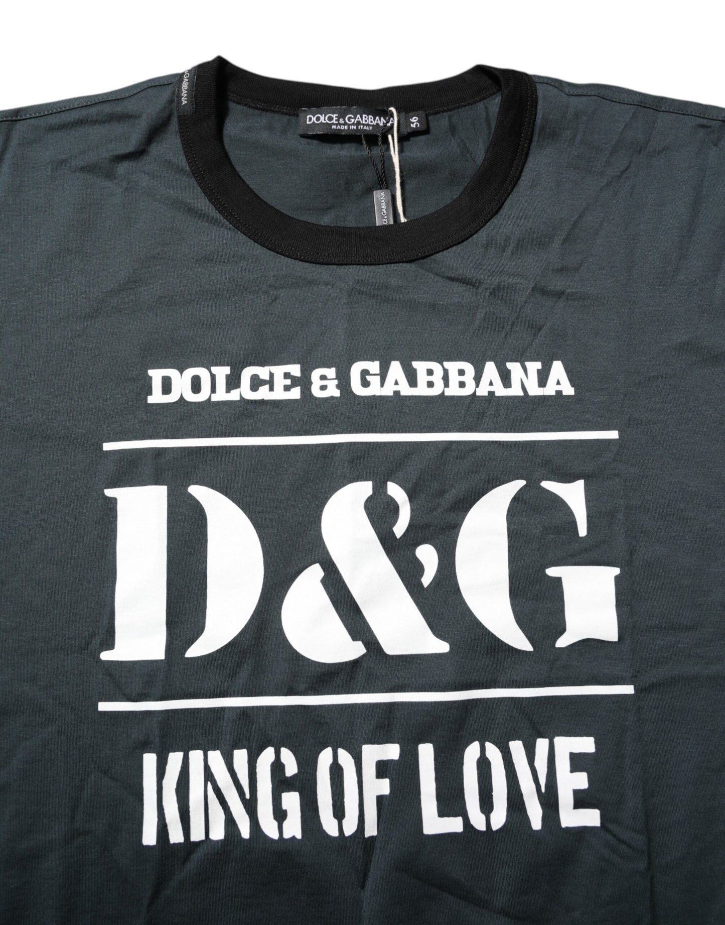 Dolce & Gabbana Black Cotton Printed Short Sleeves T-shirt
