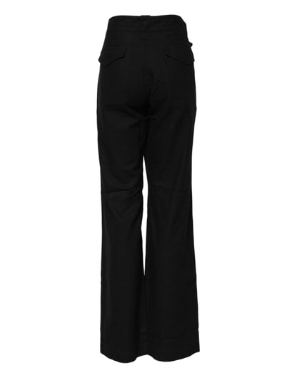 Ermanno Scervino Black Straight Fit High Waist Pants