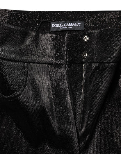 Dolce & Gabbana Black Cotton Stretch Silver Lurex Thread Pants