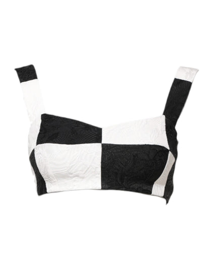 Dolce & Gabbana Black White Cropped Bustier Corset Bra Top