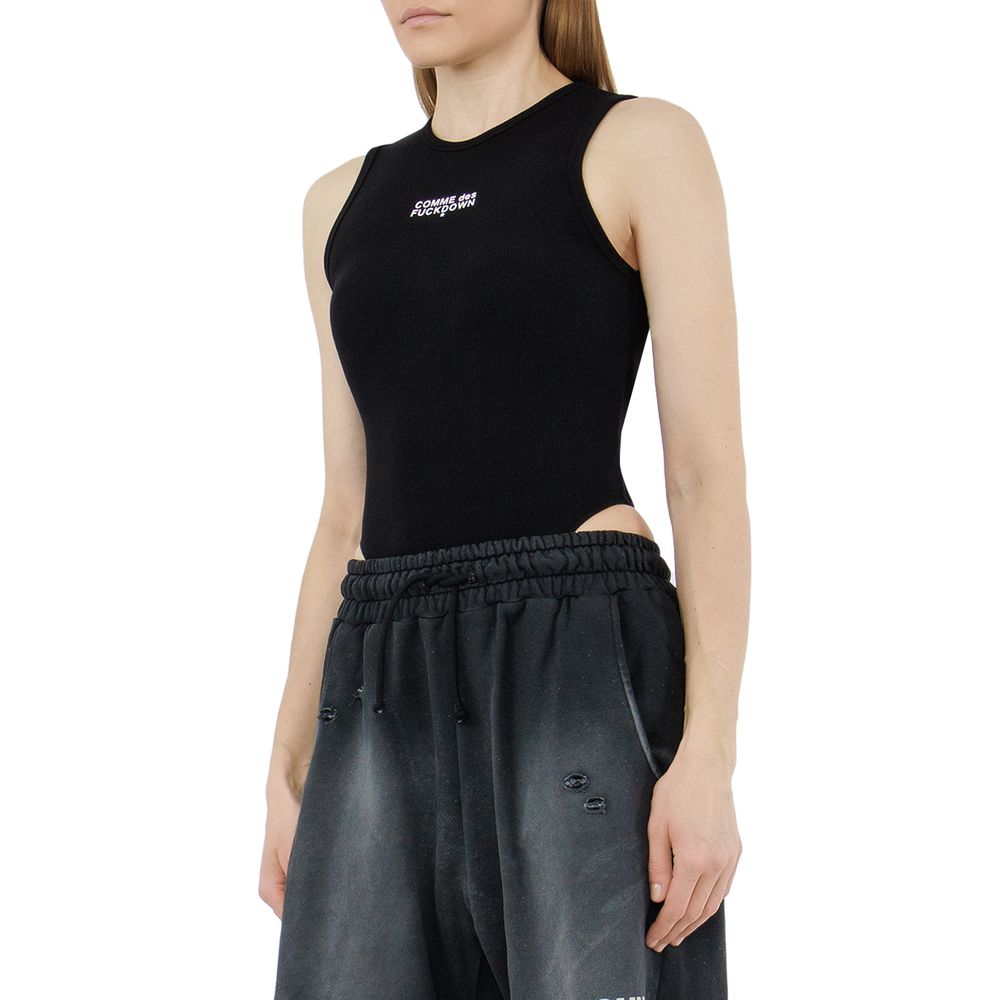 Comme Des Fuckdown Black Cotton Tops & T-Shirt