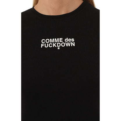 Comme Des Fuckdown Black Cotton Tops & T-Shirt