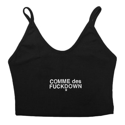 Comme Des Fuckdown Black Cotton Tops & T-Shirt