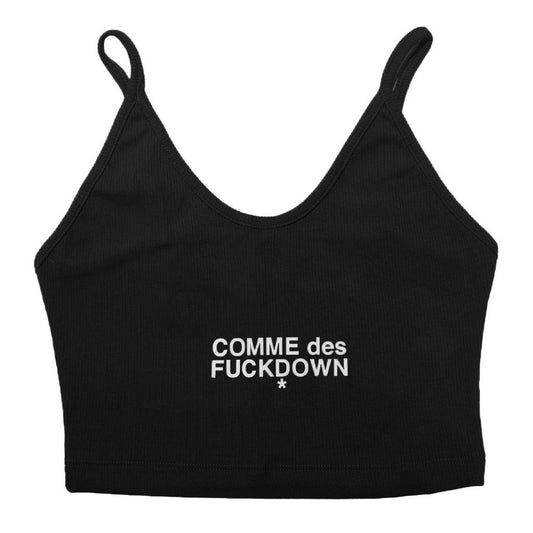 Comme Des Fuckdown Black Cotton Tops & T-Shirt