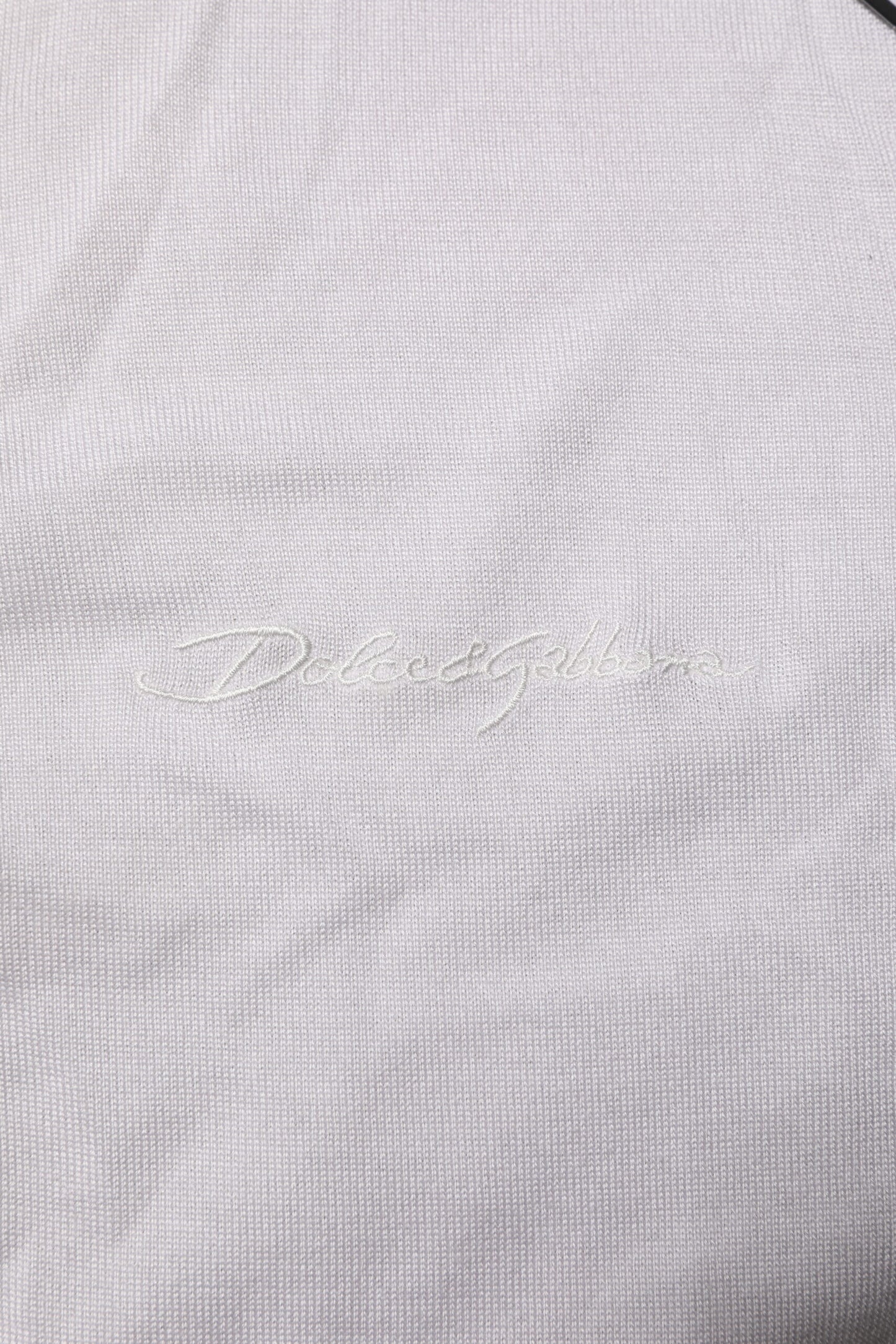 Dolce & Gabbana White Silk Short Sleeves Men Henley T-shirt