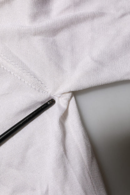 Dolce & Gabbana White Silk Short Sleeves Men Henley T-shirt