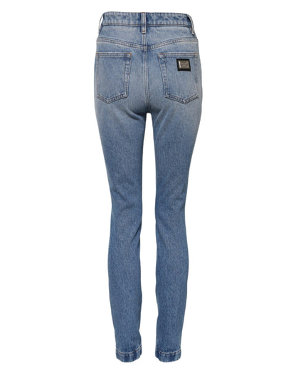 Dolce & Gabbana Blue Washed Skinny High Waist Denim Jeans