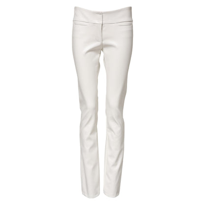 Dolce & Gabbana White Polyurethane High Waist Tapered Pants