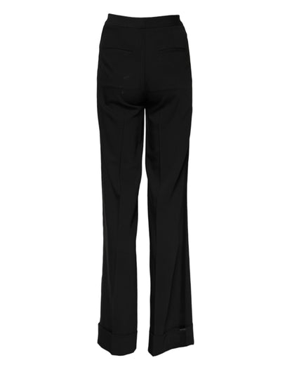 Dolce & Gabbana Black Wool High Waist Flared Pants