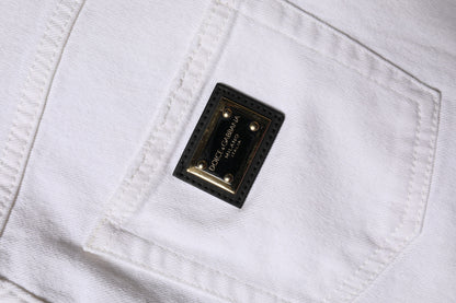 Dolce & Gabbana White Cotton High Waist Straight Denim Jeans