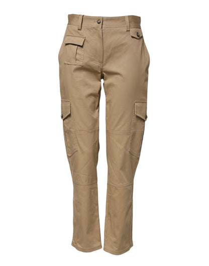 Dolce & Gabbana Beige Mid Waist Cargo Tapered Pants