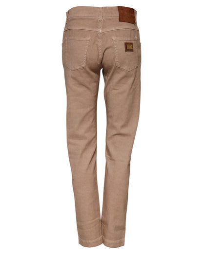 Dolce & Gabbana Brown Cotton Boyfriend Denim Trousers Jeans