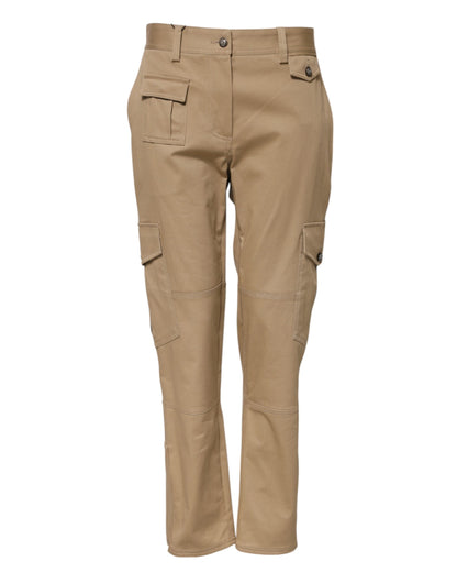 Dolce & Gabbana Beige Mid Waist Cargo Tapered Pants