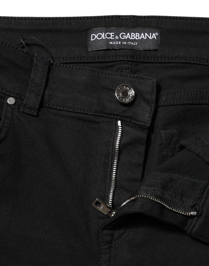 Dolce & Gabbana Black Cotton Skinny Mid Waist Denim Jeans