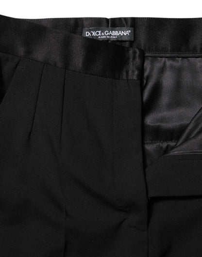 Dolce & Gabbana Black Wool Tapered High Waist Pants