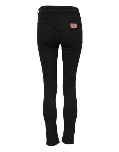 Dolce & Gabbana Black Cotton Skinny Mid Waist Denim Jeans
