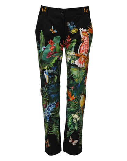 Dolce & Gabbana Black Cotton Tropical Mid Waist Pants