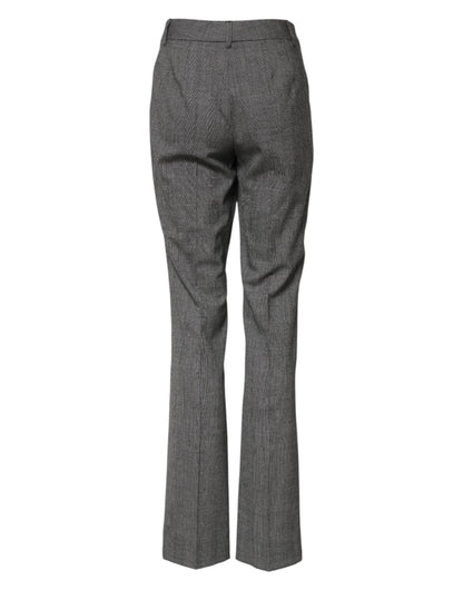 Dolce & Gabbana Gray Checkered High Waist Flared Pants