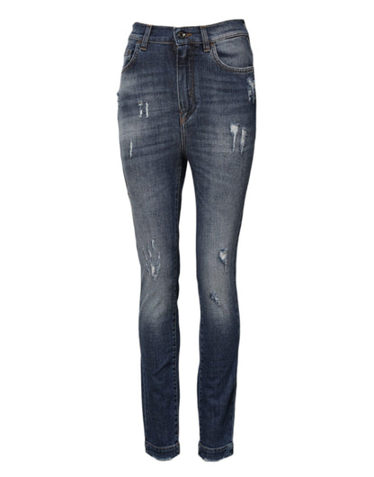Dolce & Gabbana Blue Cotton HighWaist Skinny Denim Jeans