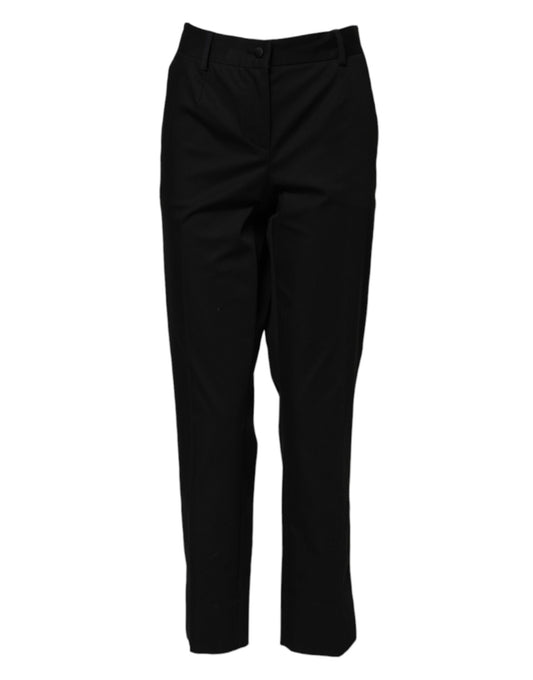 Dolce & Gabbana Black Cotton High Waist Formal Pants