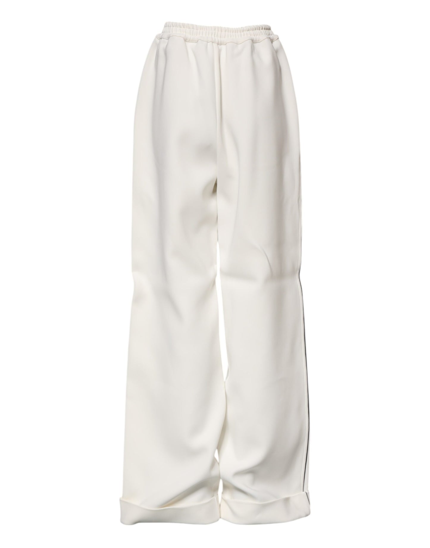 Dolce & Gabbana White Viscose Wide Leg Pull On Pants