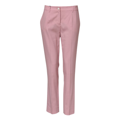 Dolce & Gabbana Pink Wool Mid Waist Tapered Pants