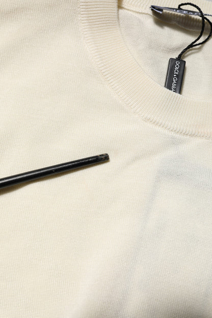 Dolce & Gabbana White Silk Short Sleeves Blouse Pullover Top