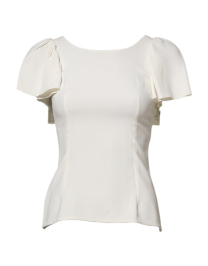 Dolce & Gabbana White Round Neck Short Sleeves Blouse Top