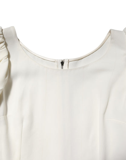 Dolce & Gabbana White Round Neck Short Sleeves Blouse Top