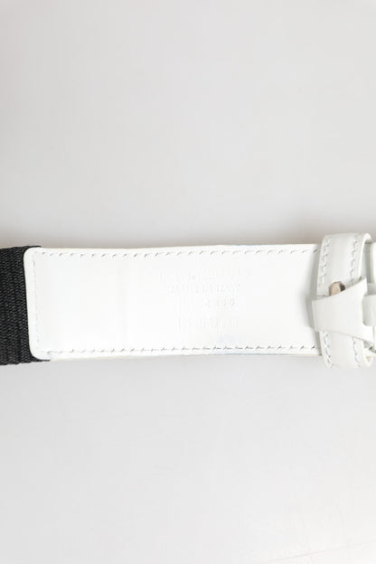 Dolce & Gabbana Black White Metal DG Logo Buckle Belt