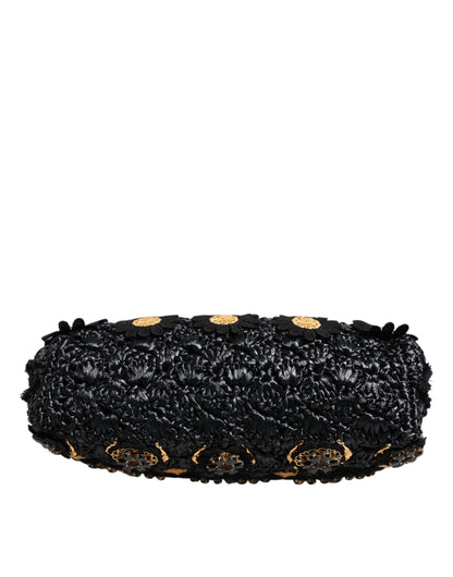 Dolce & Gabbana Black Tassel Gold Baroque Crystal Evening Clutch Bag