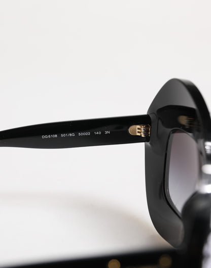 Dolce & Gabbana Black White PIED DE POULE Print Oversized Shades Sunglasses