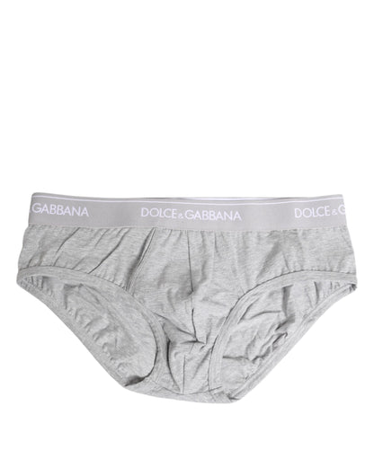 Dolce & Gabbana Gray Cotton Stretch Regular Brief Underwear