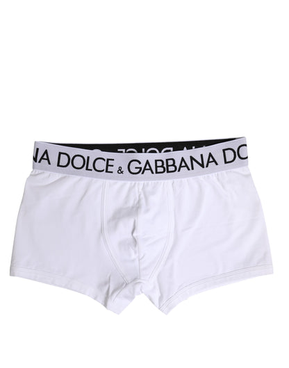 Dolce & Gabbana White Cotton Stretch Regular Boxer Underwear