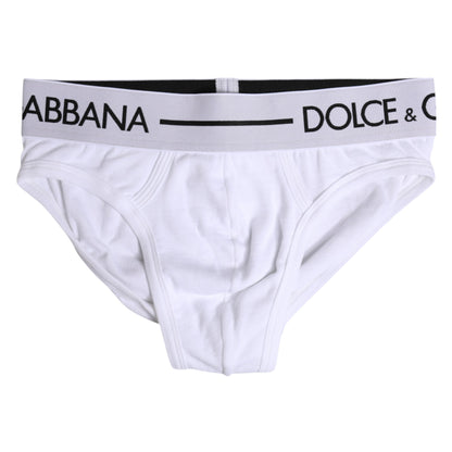 Dolce & Gabbana White Cotton Stretch Regular Brief Underwear