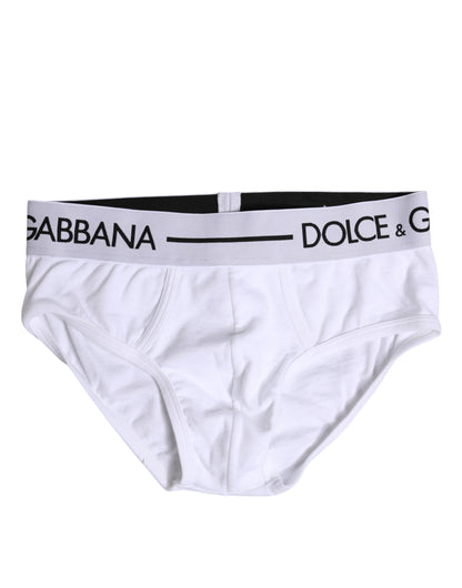 Dolce & Gabbana White Cotton Stretch Regular Brief Underwear