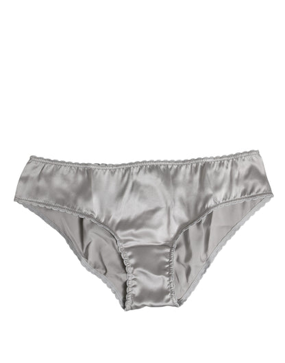 Dolce & Gabbana Gray Silk Stretch Bottom Low Waist Panty Underwear