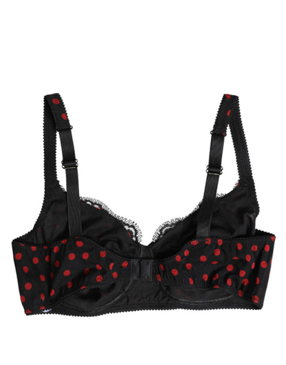 Dolce & Gabbana Black Red Polka Dot Underwired Balconette Underwear