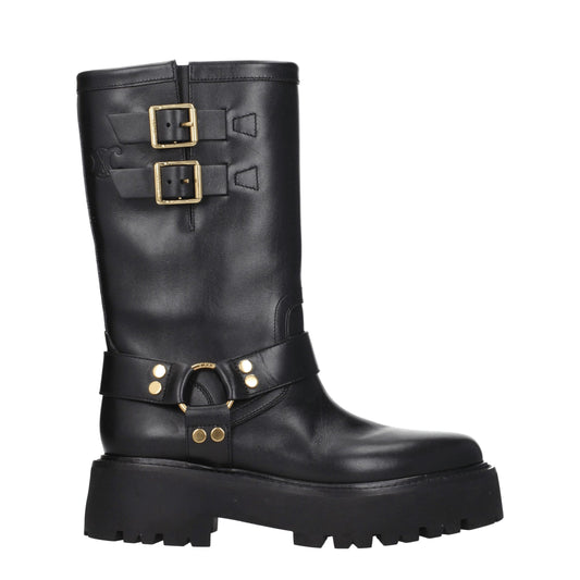 Celine Gold Leather Ankle