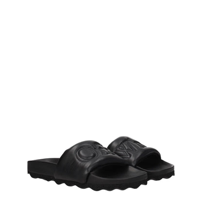 Off-White Black Leather Slipper