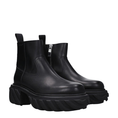 Off-White Black Leather Ankle