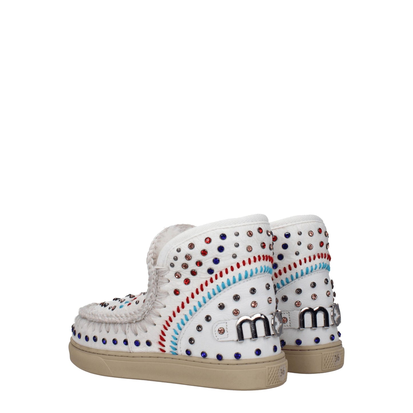 Mou White Leather Ankle