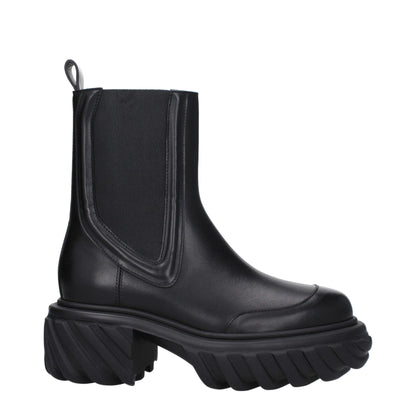 Off-White Black Leather Ankle