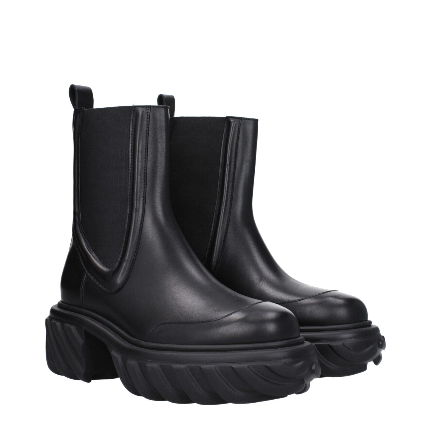 Off-White Black Leather Ankle