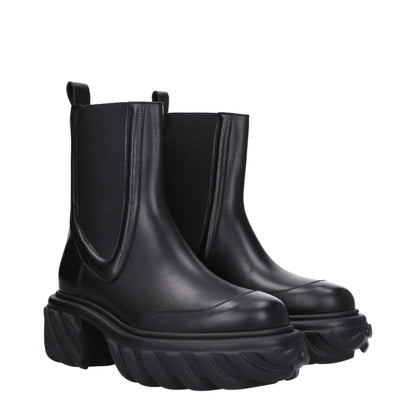 Off-White Black Leather Ankle